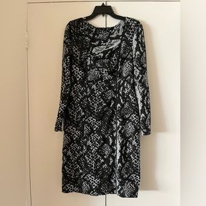 Kay Unger leopard ( grey / black ) midi dress